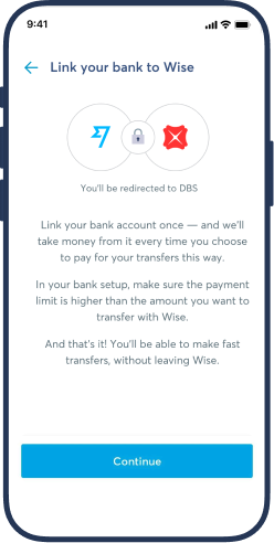 Link your bank to Wise to send money from Singapore instantly